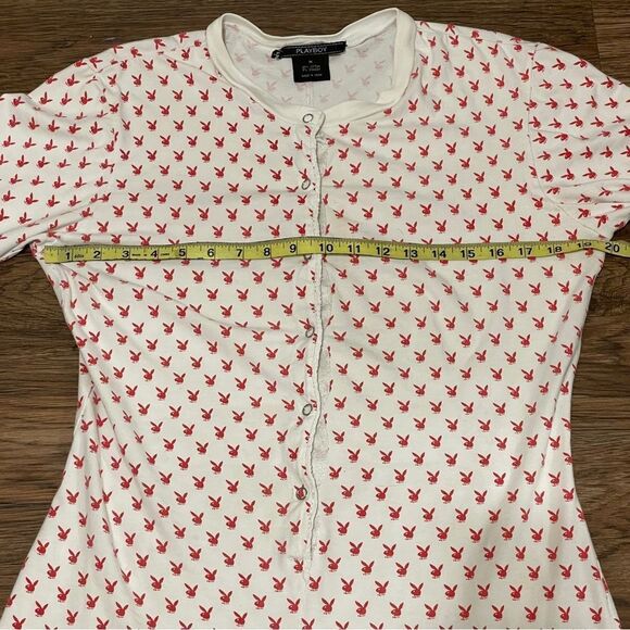 Vintage YTK Playboy Onesie Pajama With Backside Flap Red Cream Size Medium - Picture 11 of 14